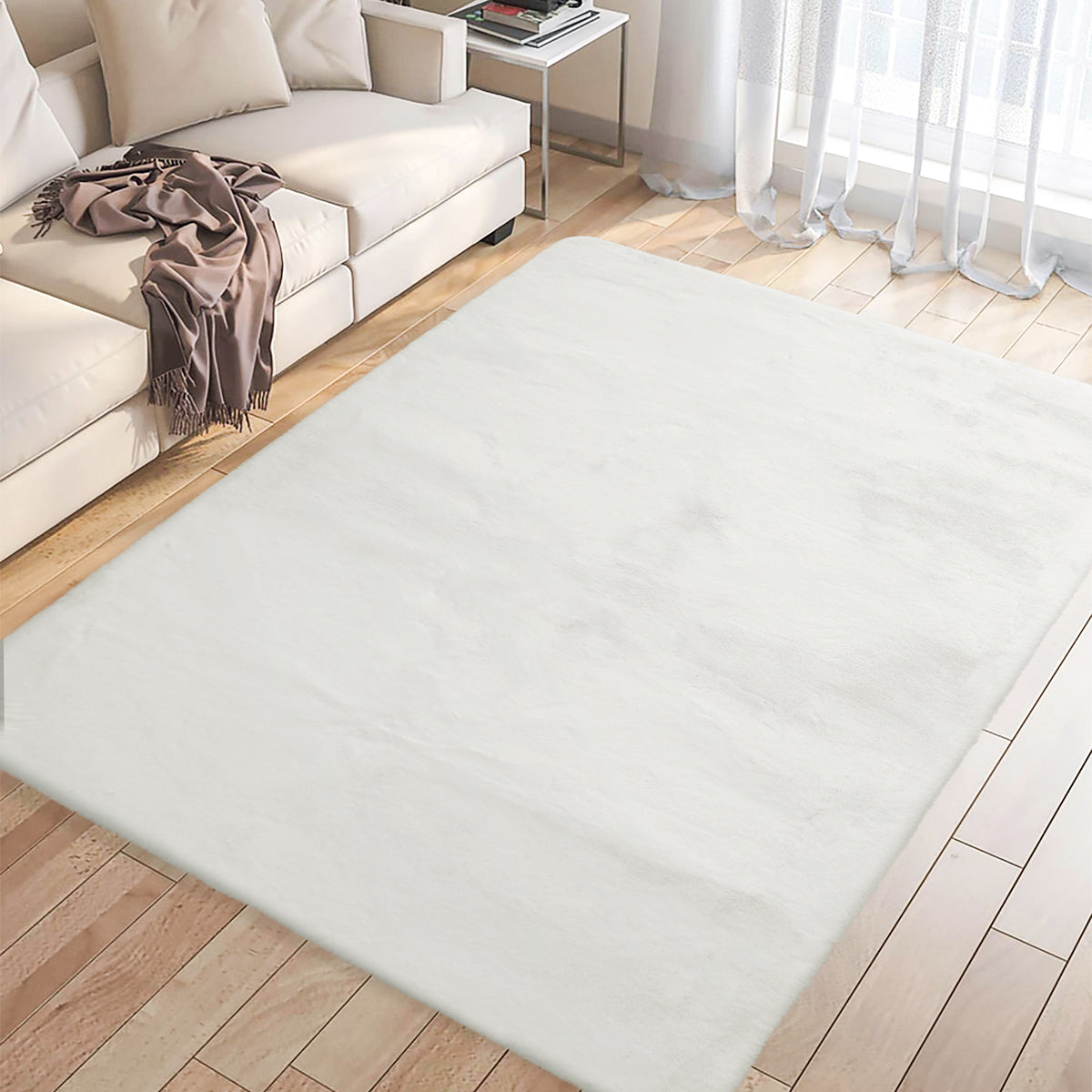 Marlow Floor Rugs Area Rug Fluffy Faux 140X200CM White-1919892882374922246