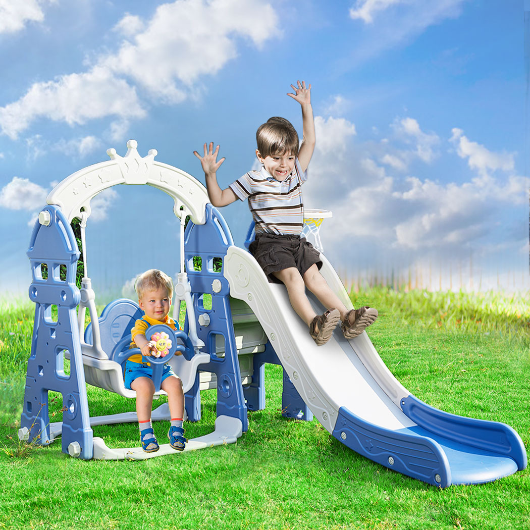 BoPeep Kids Slide Swing Basketball Ring Blue-1954802767302365191