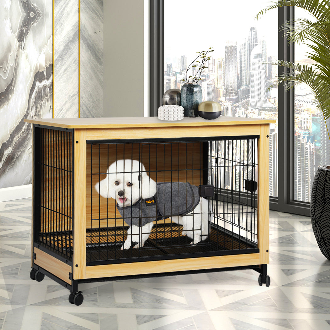 PaWz Wooden Wire Dog Kennel Side End M Medium-1954802558493134855
