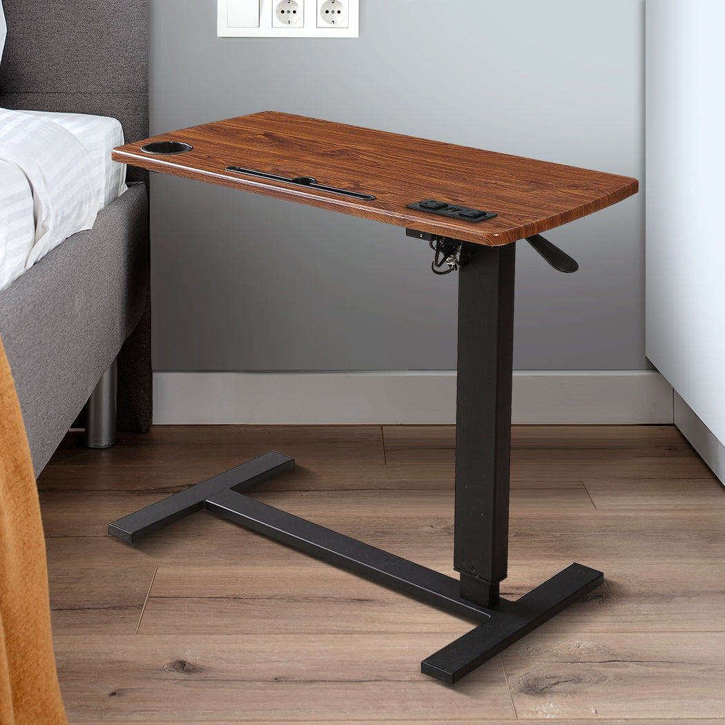 Levede Mobile Standing Desk Foldable Brown Fold-1954802680476078087