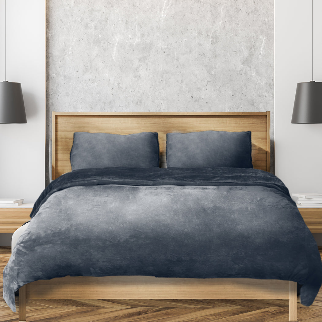 Bed Quilt Cover Bedding set Flannel Dark Grey Double-1910113192500137991