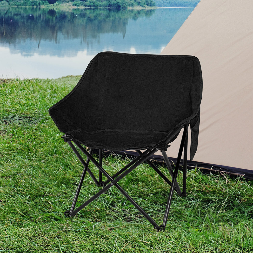 Levede Folding Camping Moon Chair Lightweight Black-1910112920105259015
