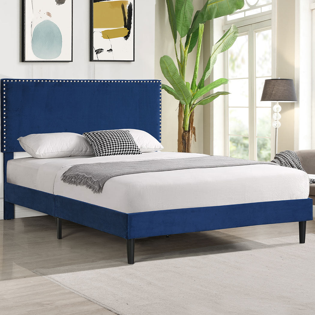 Levede Bed Frame Double Size Mattress Blue-1910113208182640647