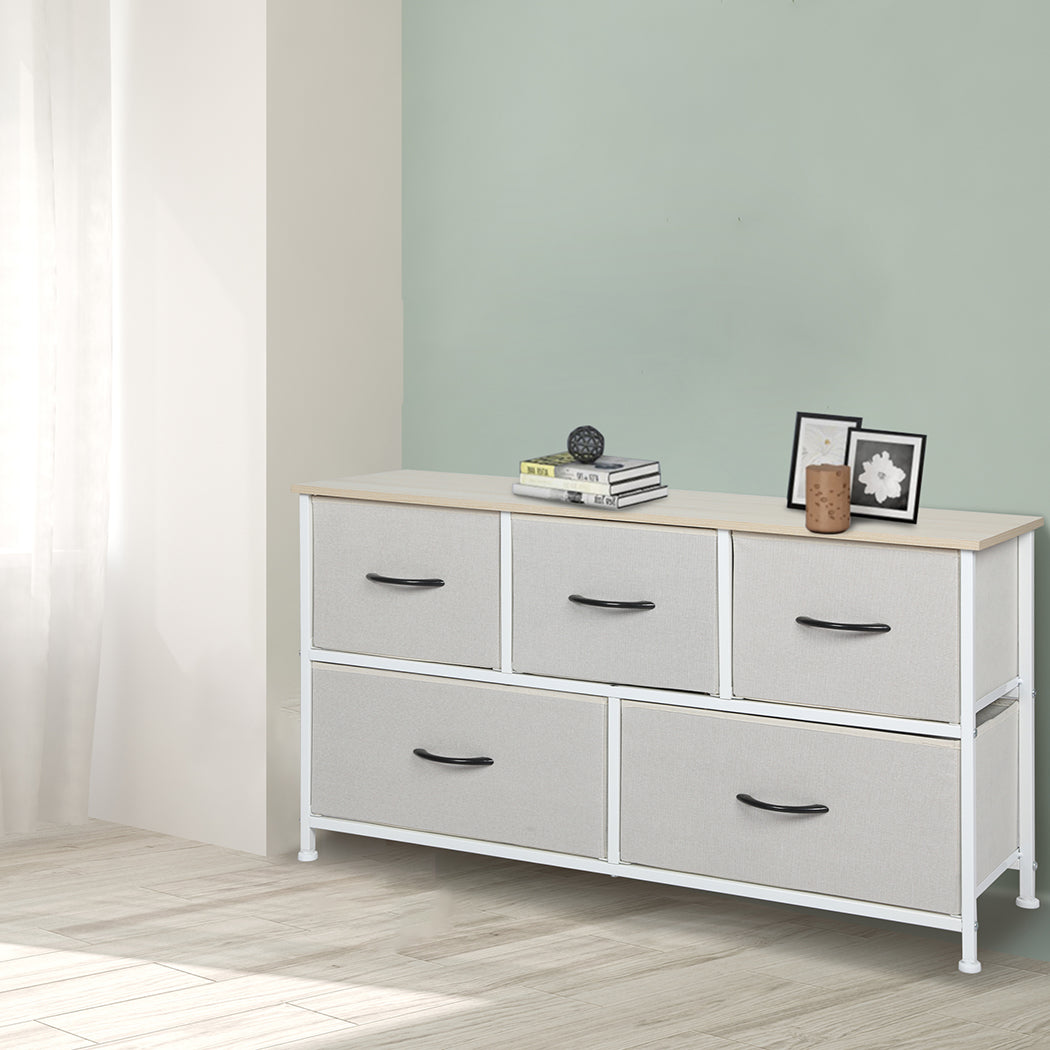 Levede Storage Cabinet Tower Chest Beige-1954802982222696454
