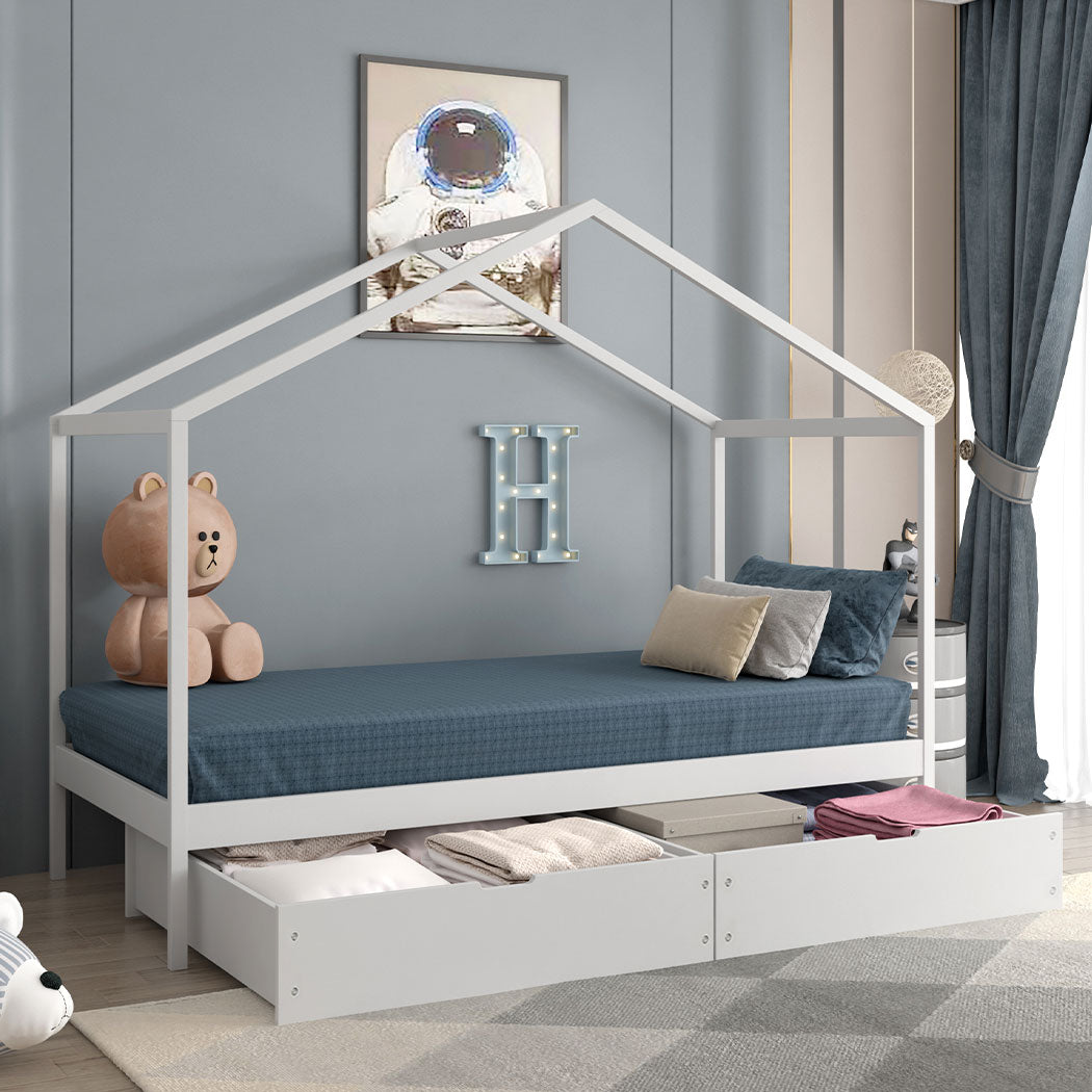 Levede Bed Frame Wooden Single Timber White-1919892912007680007