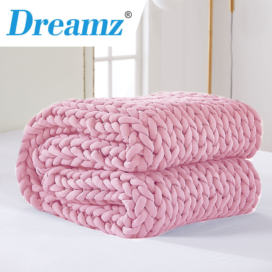 Dreamz Knitted Weighted Blanket Chunky Pink Queen 9KG-1954802944406851591