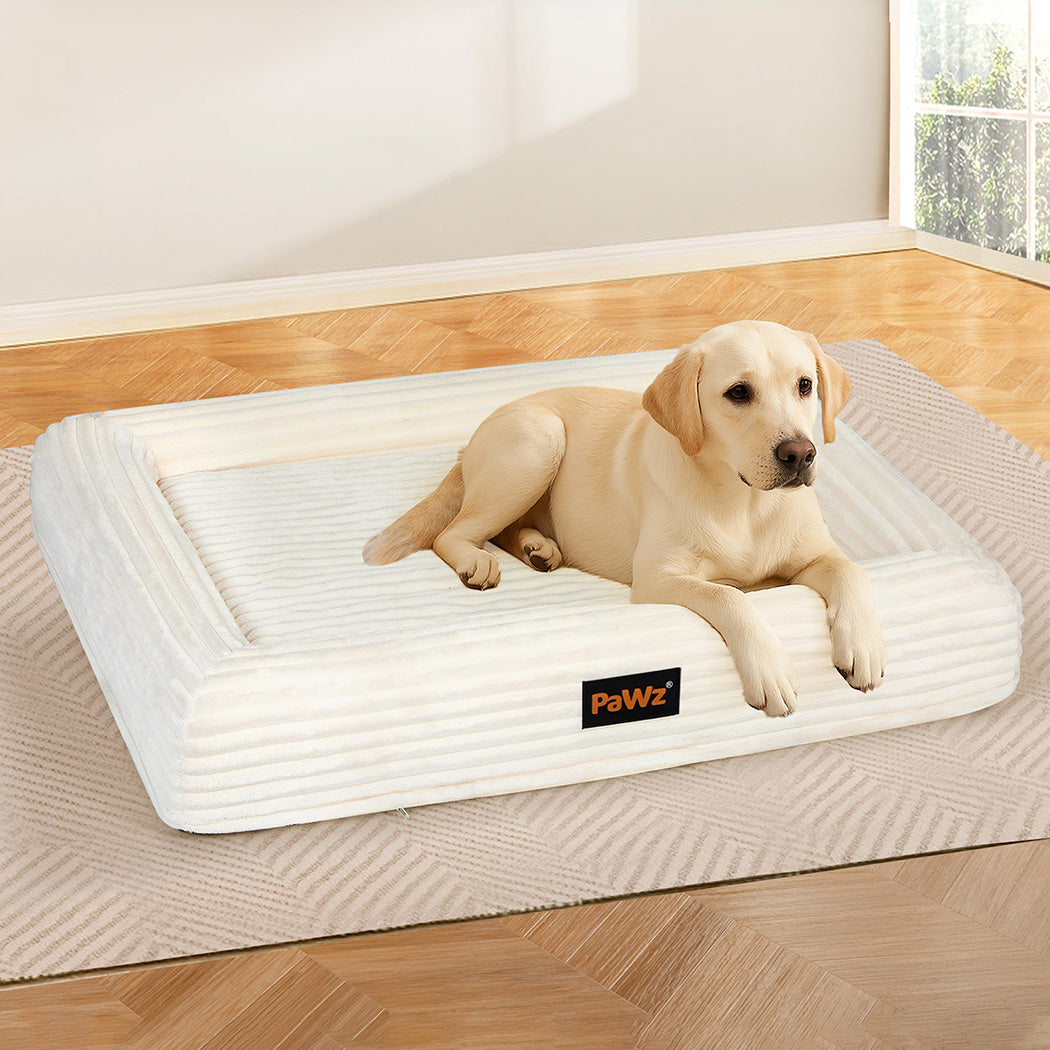 Pawz XL Size Orthopedic Dog Bed with Corduroy Removable Cover Waterproof Washable Beige-1973193548249567239