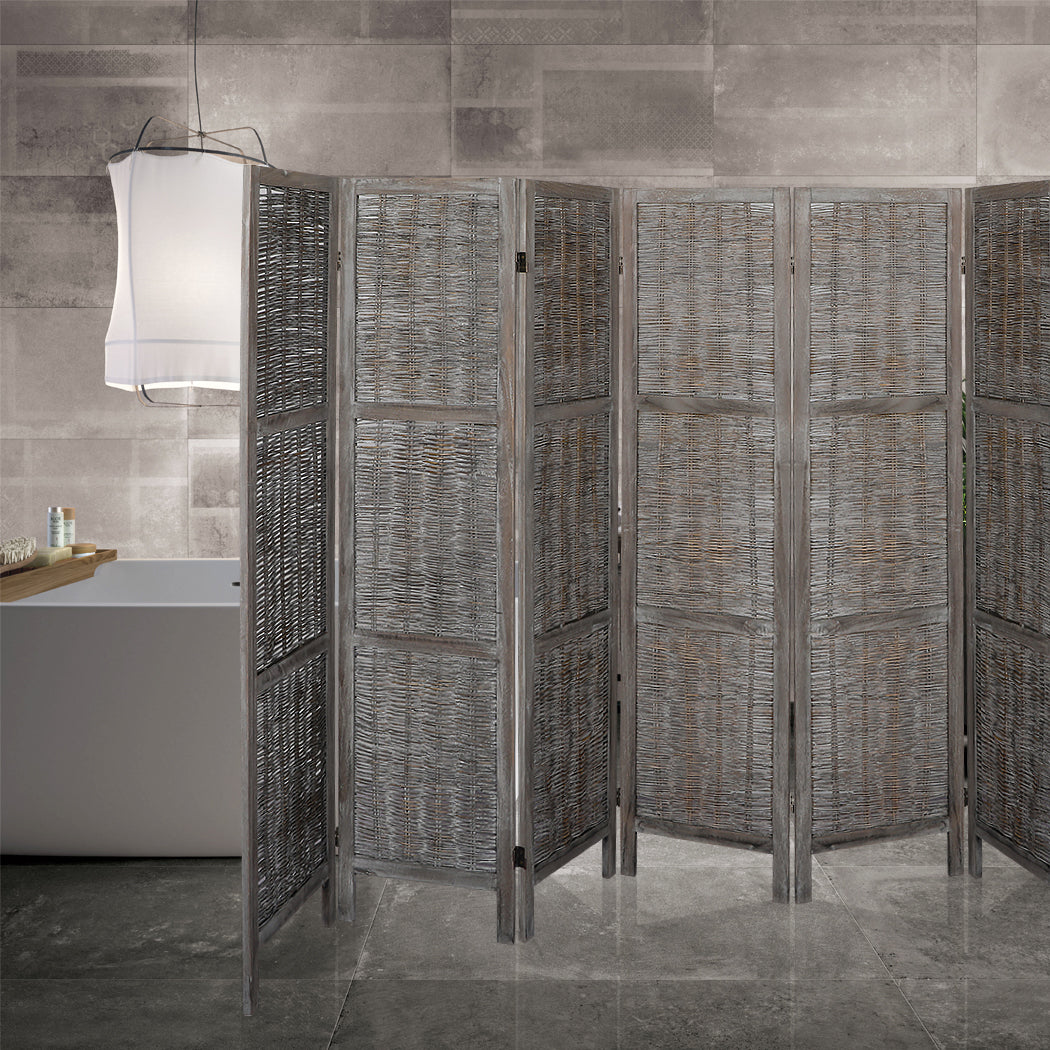 Levede 6 Panels Partition Room Divider Grey-1910112322001702919
