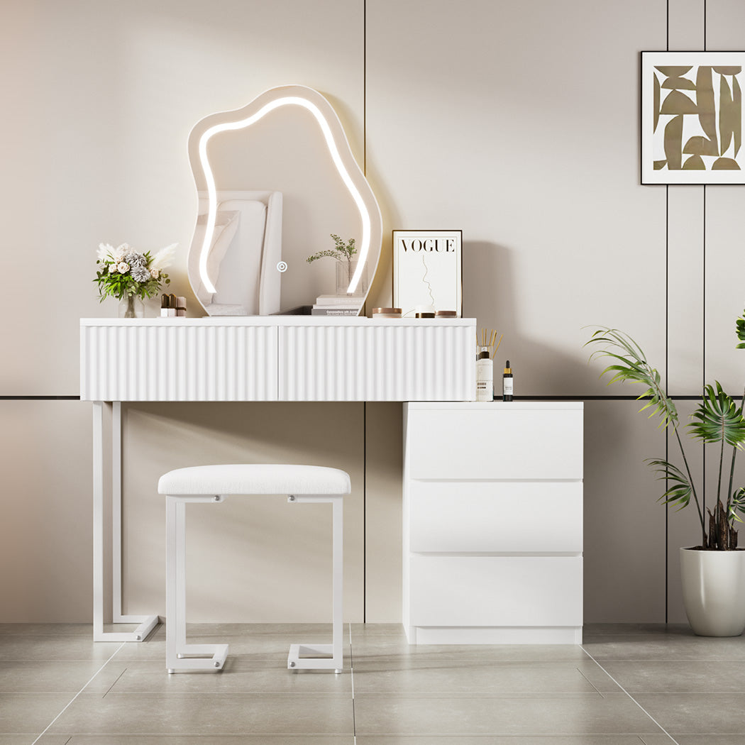 Levede Dressing Table Stool Set with Mirror Led-1954802443267215367
