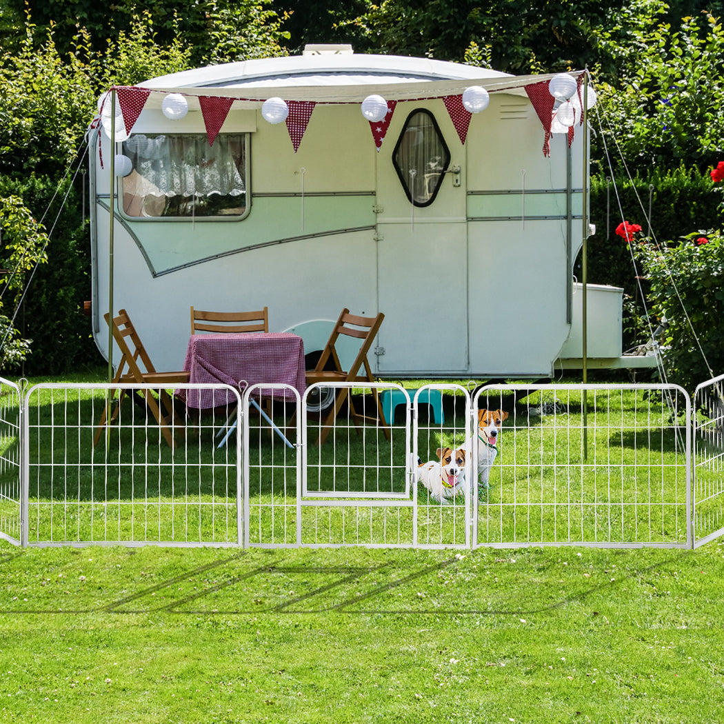 PaWz 8 Panel 24'' Pet Dog Playpen Puppy White 24 inch-1973193827246280711