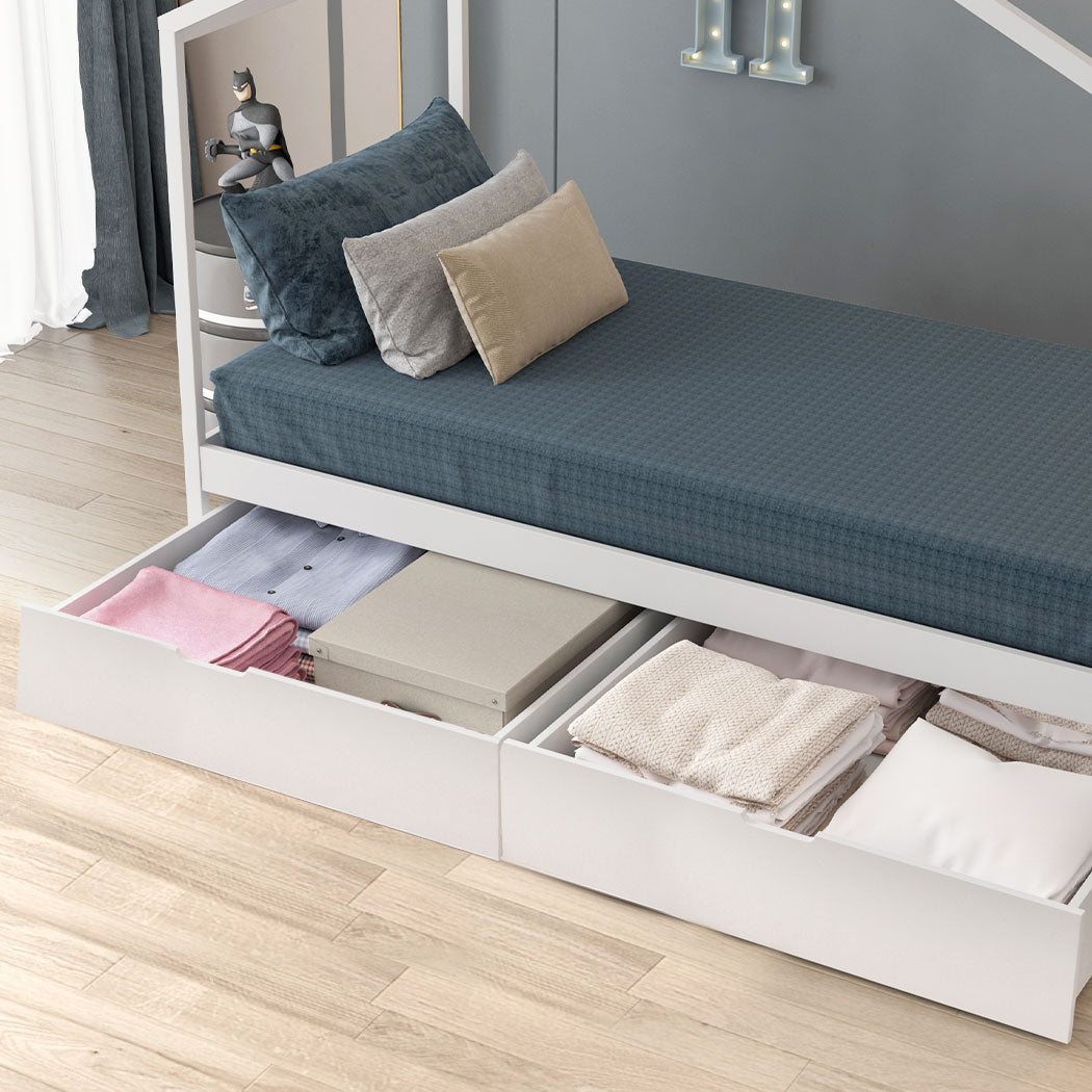 Levede 2x Bed Frame Storage Drawers White-1910113207033401351