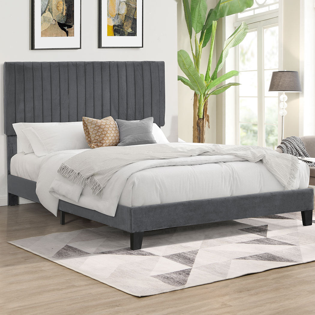 Levede Bed Frame Queen Size Mattress Grey-1910113210942492679