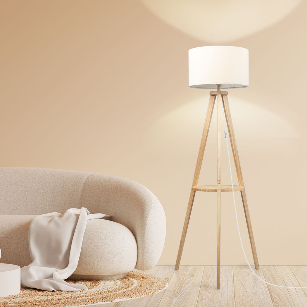 EMITTO Tripod Floor Lamp with Shelf-1910112866753712135