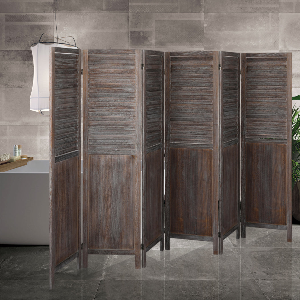 Levede 6 Panel Partition Room Divider Brown-1954802330083921927