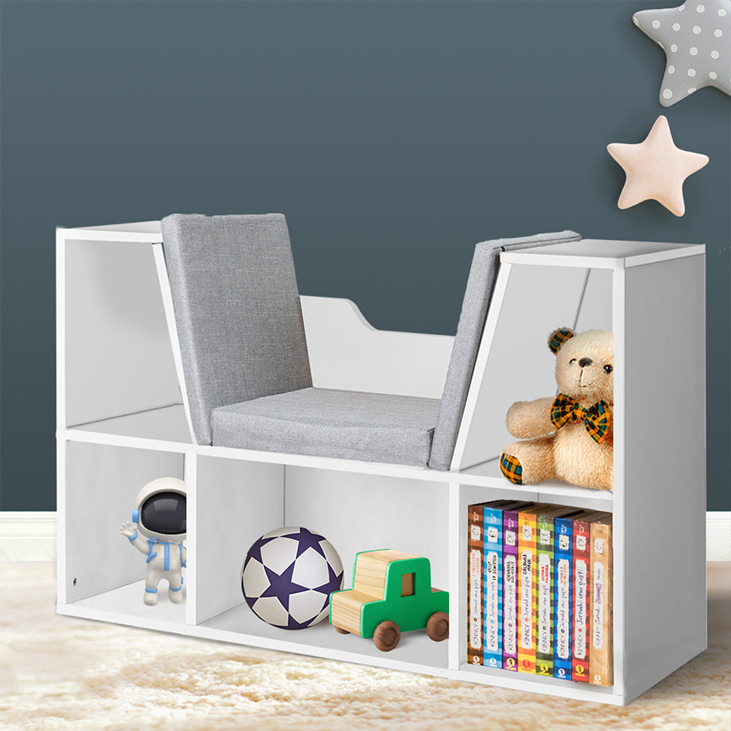 Levede Kids Bookcase Toys Box Shelf White-1910112556471685127