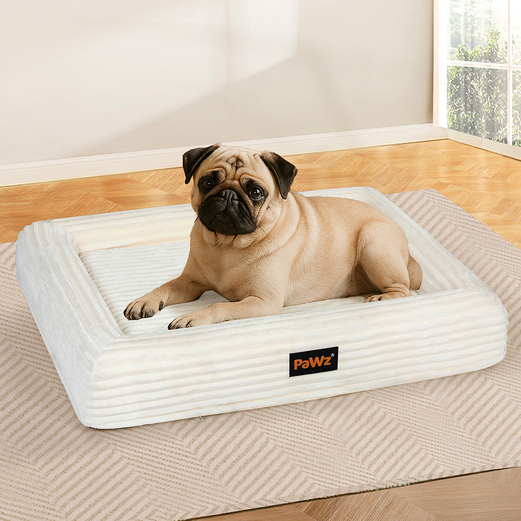 Pawz M Size Orthopedic Dog Bed with Corduroy Removable Cover Waterproof Washable Beige-1973193547834331143