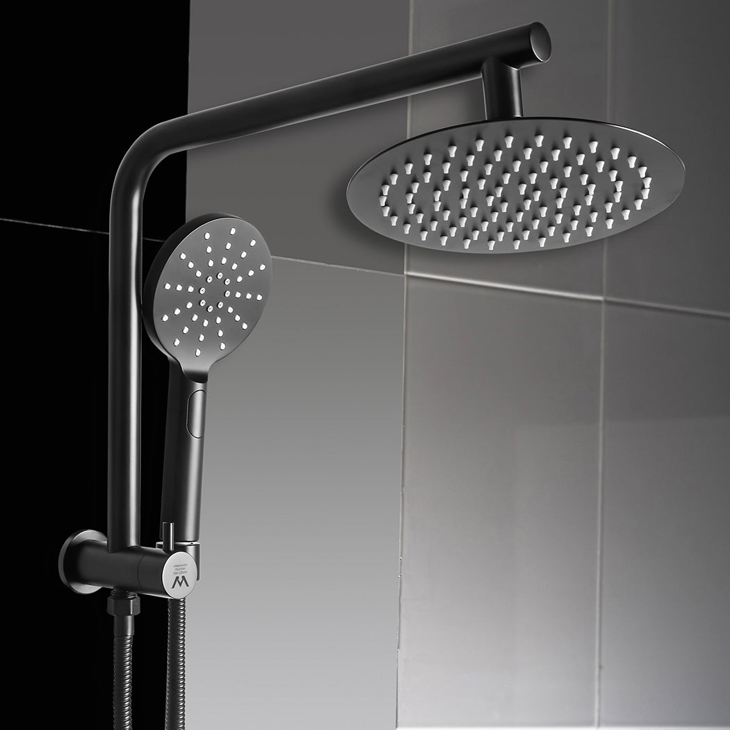 Shower Head High Pressure Set Rain Round Black-1954802952967426055