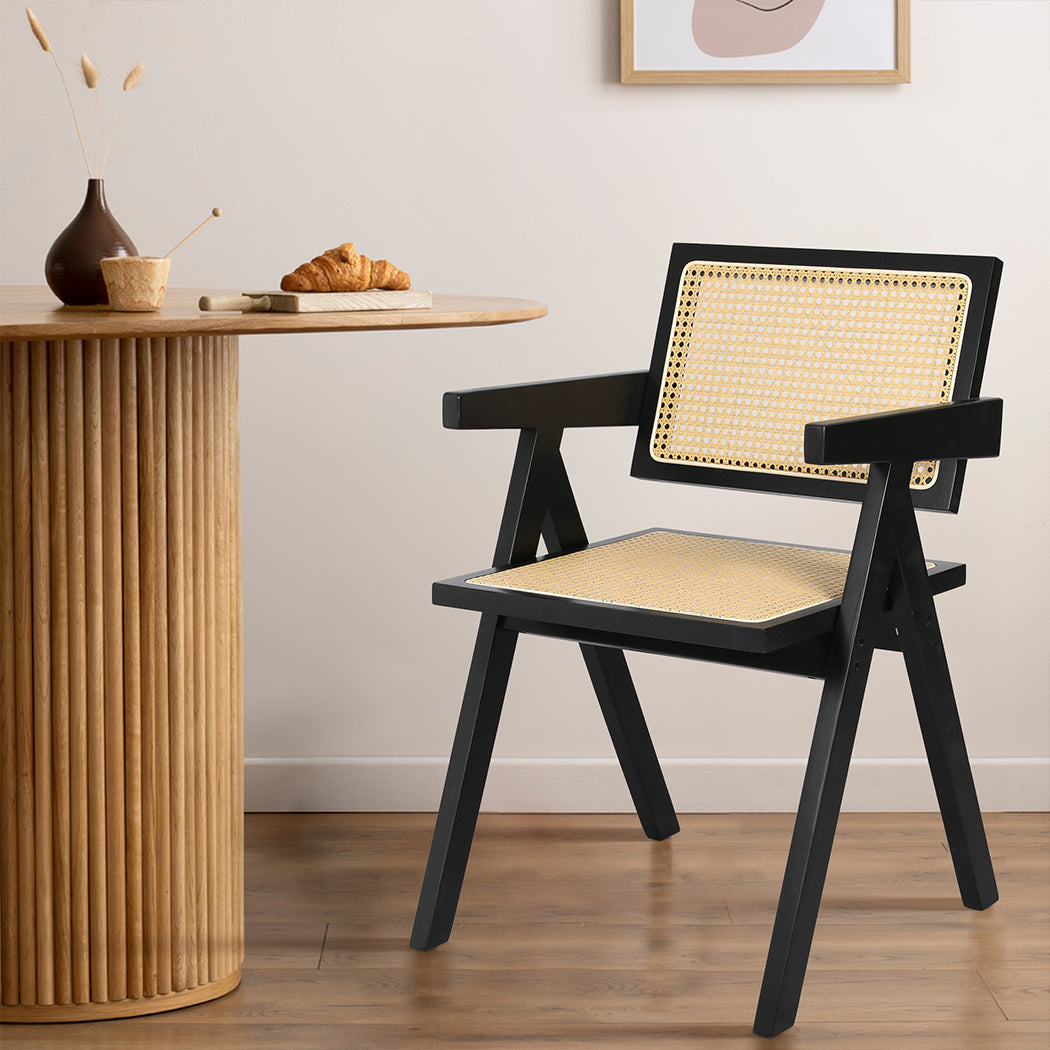 Levede 1x Black Wicker Armchair Dining Chair-1910113297844277254