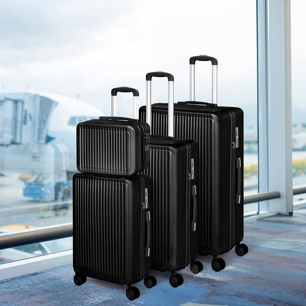 Slimbridge Luggage Suitcase Trolley Black 4pc 14"+20"+24"+28"-1954802820721020935