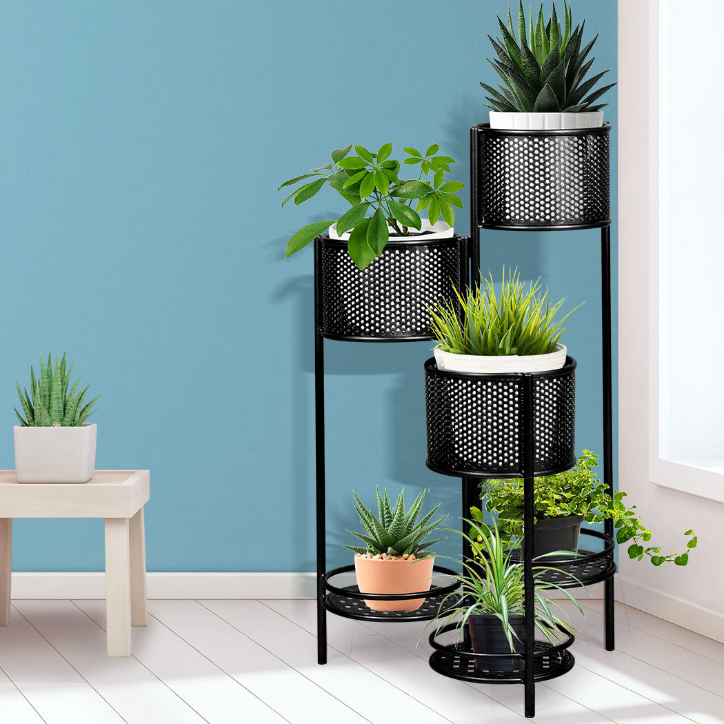 Levede 6 Tier Plant Stand Swivel Outdoor Black-1910112295841828871
