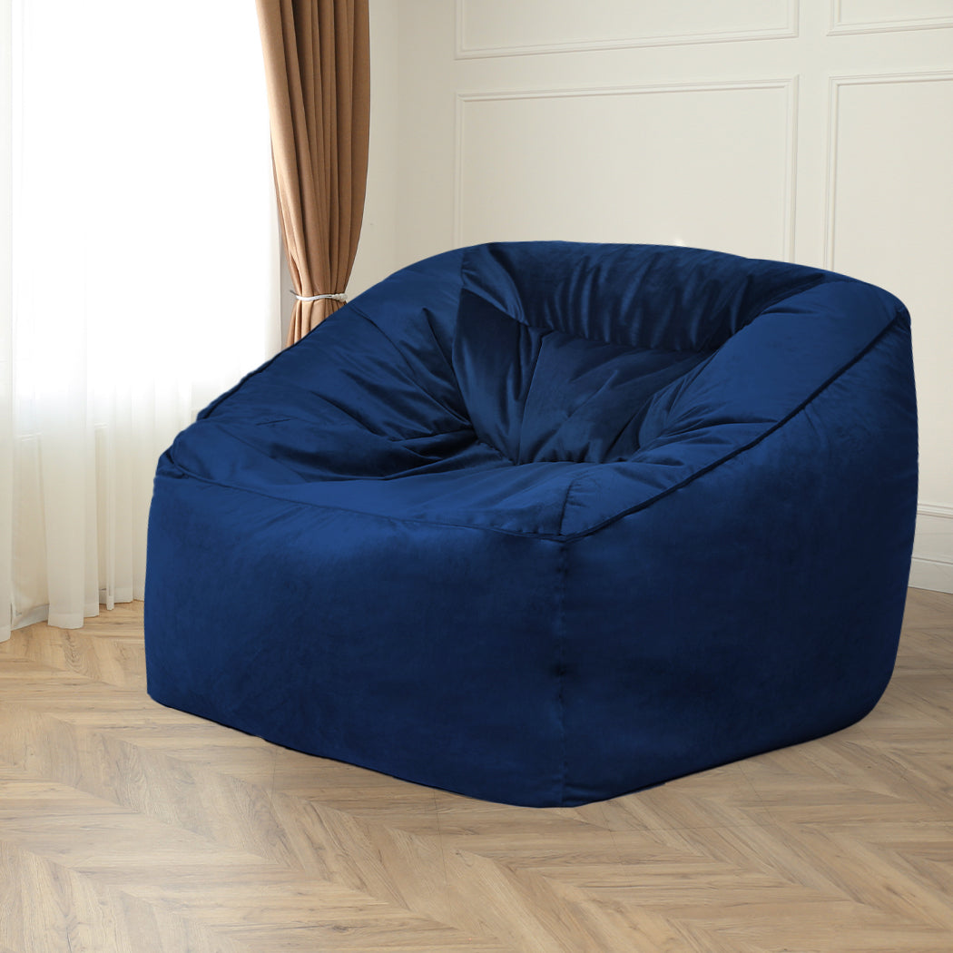 Marlow Bean Bag Chair Cover Soft Velvet Blue-1910113189895475207