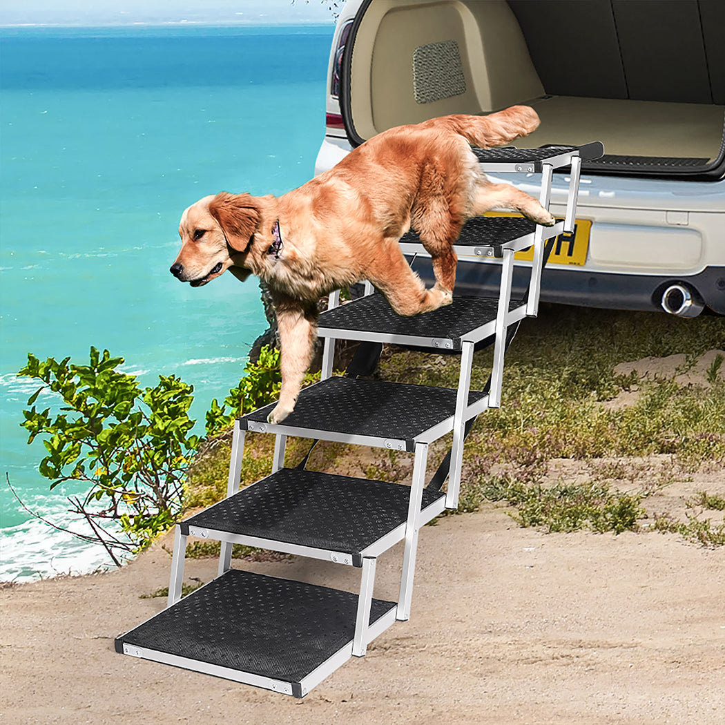 PaWz 6 Steps Dog Ramp Adjustable Height Black-1954802550565900295