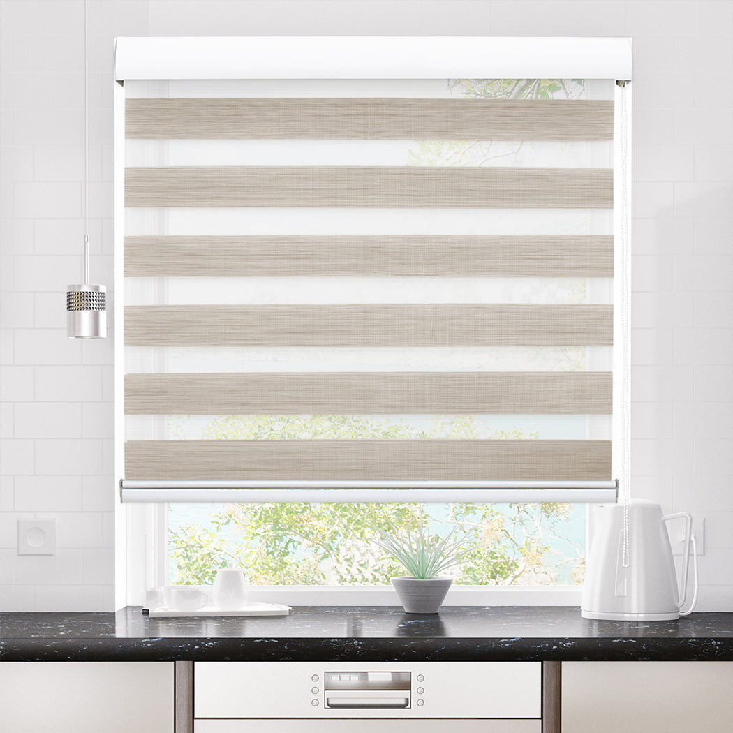 Marlow Blackout Zebra Roller Blind Curtains 120x210 Beige-1954802973179777031