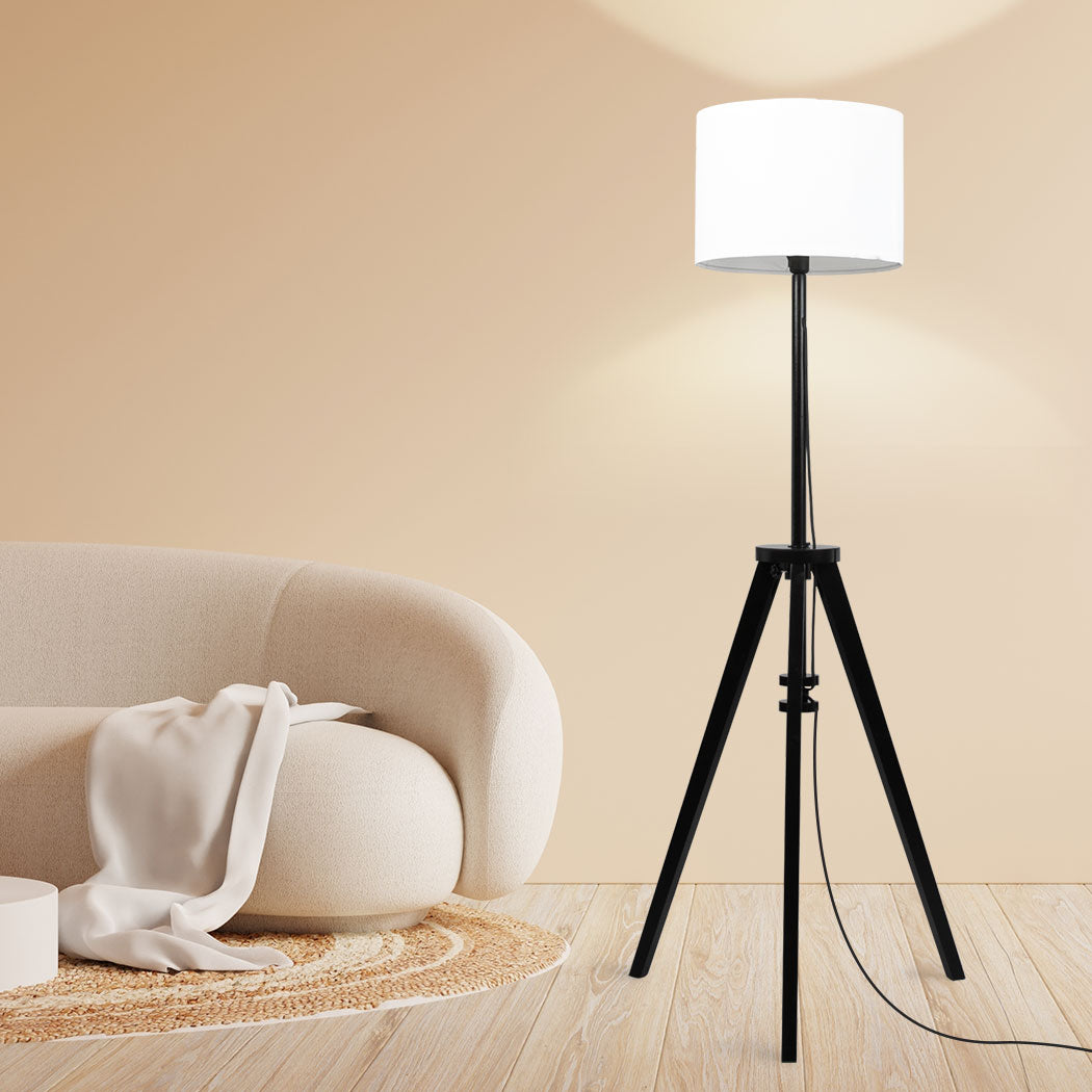 EMITTO Wooden Floor Lamp Modern Tripod Black-1954802836105728007