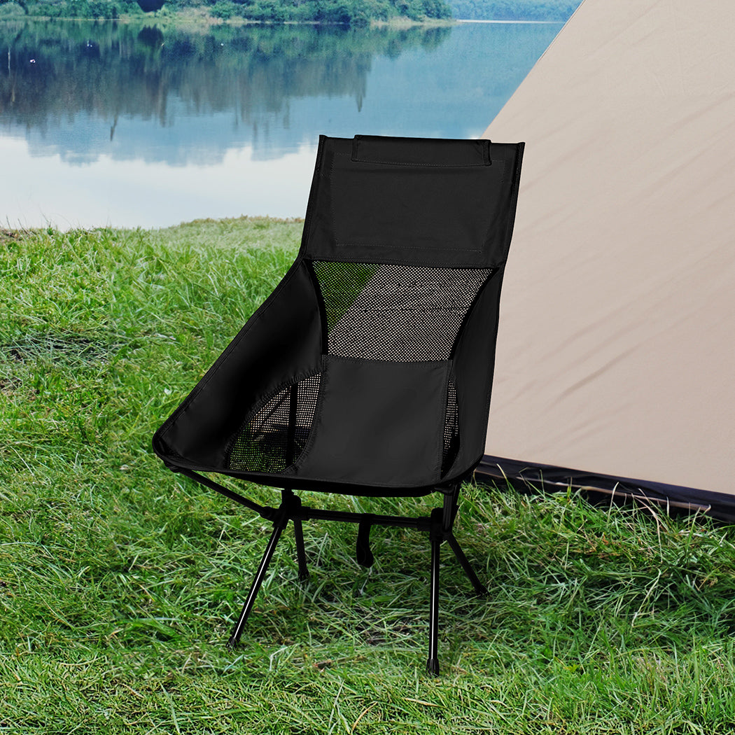 Levede Camping Chair Folding Outdoor Large Black-1954802882733805575