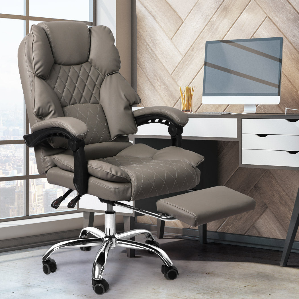 Levede Gaming Chair Office Computer Grey Footrest-1910112922999328775