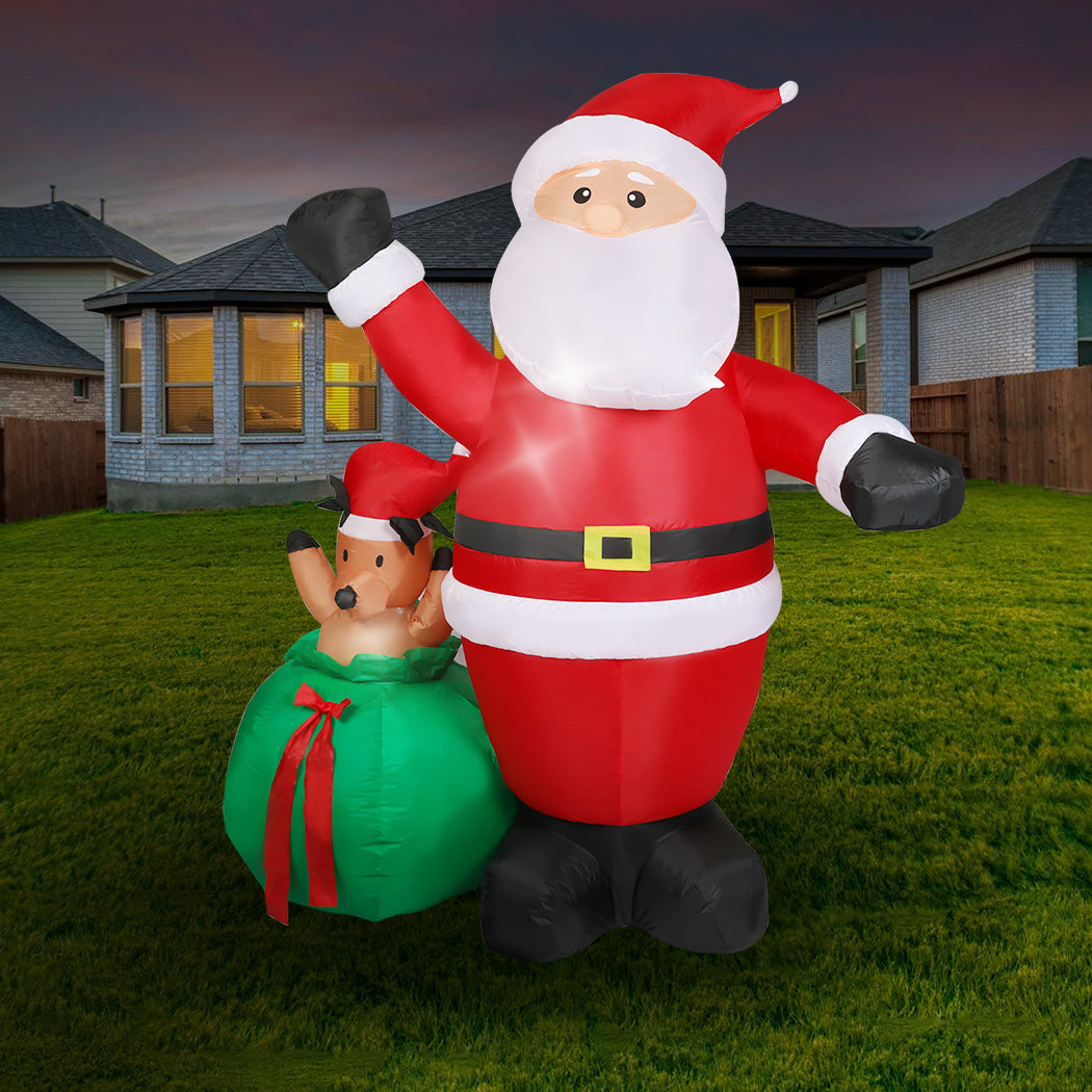 Santaco Christmas Inflatable Outdoor Santa Claus Elk 2.2M Xmas Decoration Light-1973194172844347399