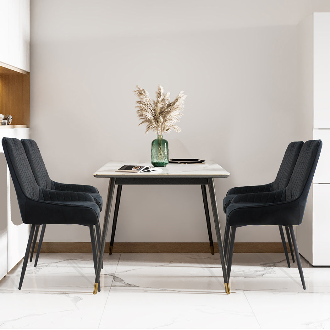 Dining Chairs x 4 Padded Seat Soft Velvet-1973193568940068871