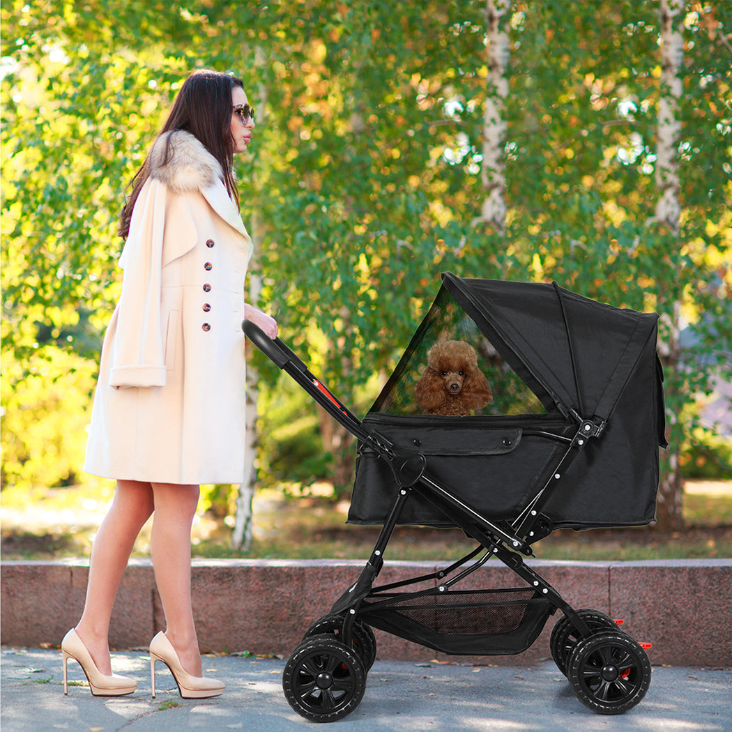 PaWz Pet Stroller Dog Cat Carrier Foldable Black-1954802607113506823