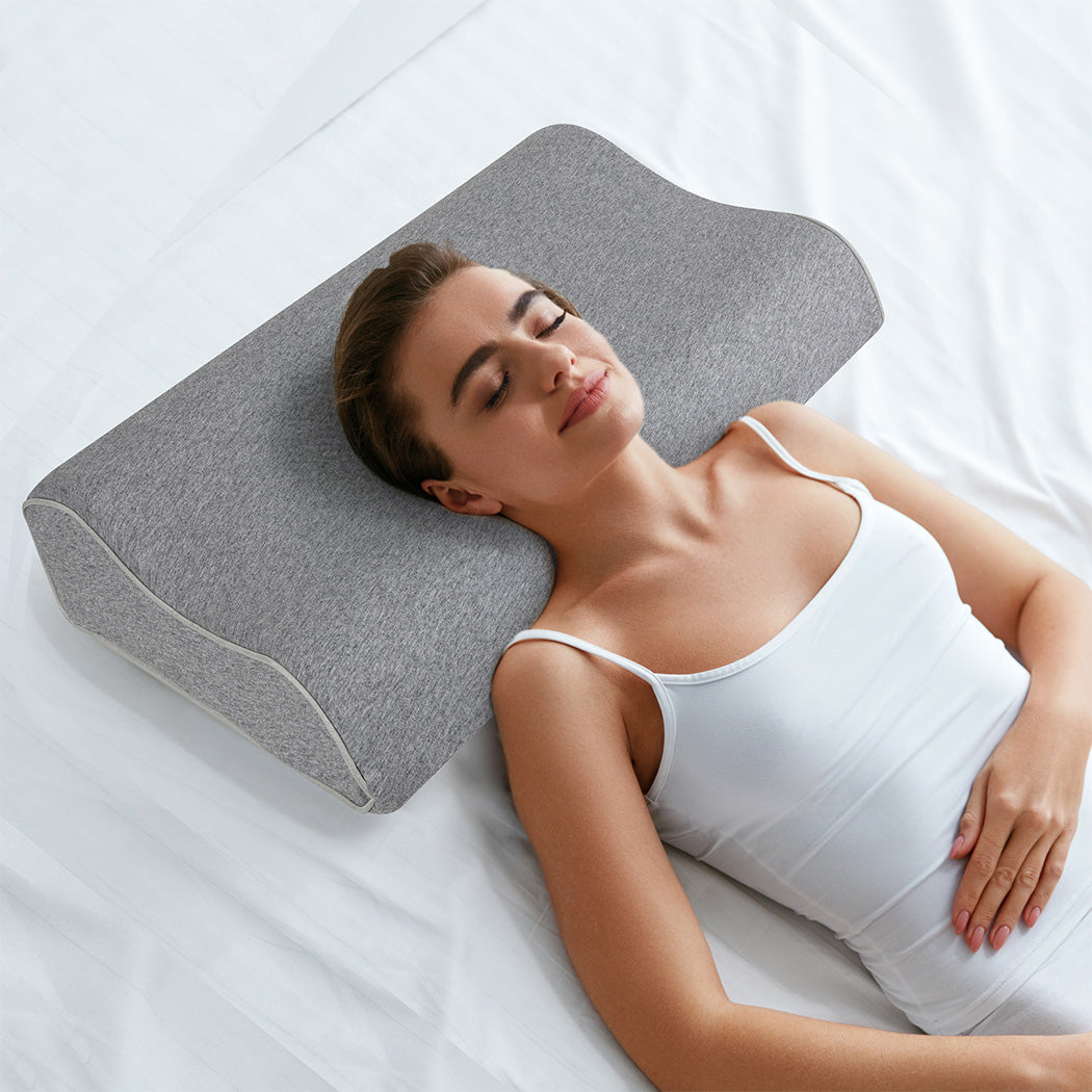Dreamz Memory Foam Pillow Pillowcase Supprt Grey Rebound-1954802476674846727