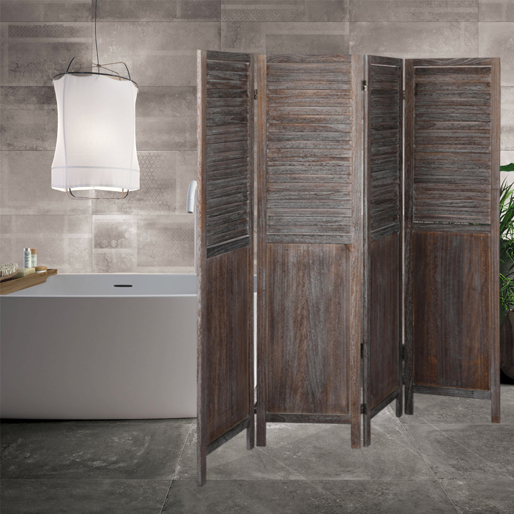 Levede 4 Panel Room Divider Folding Brown-1910112321494192135