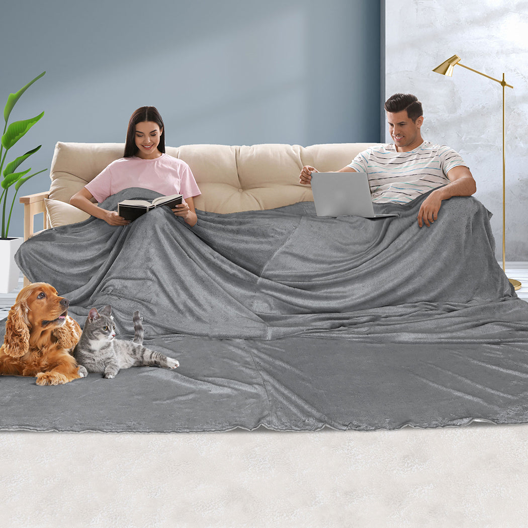 DreamZ 3x3M Large Oversized Blanket Grey Plain-1919892915346345991