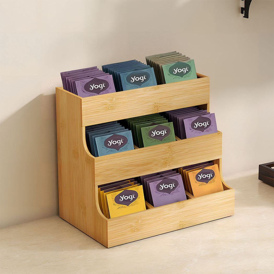 Toque Vertical Bamboo Tea Organizer Holds 180 Tea Bags-1973193601324290055