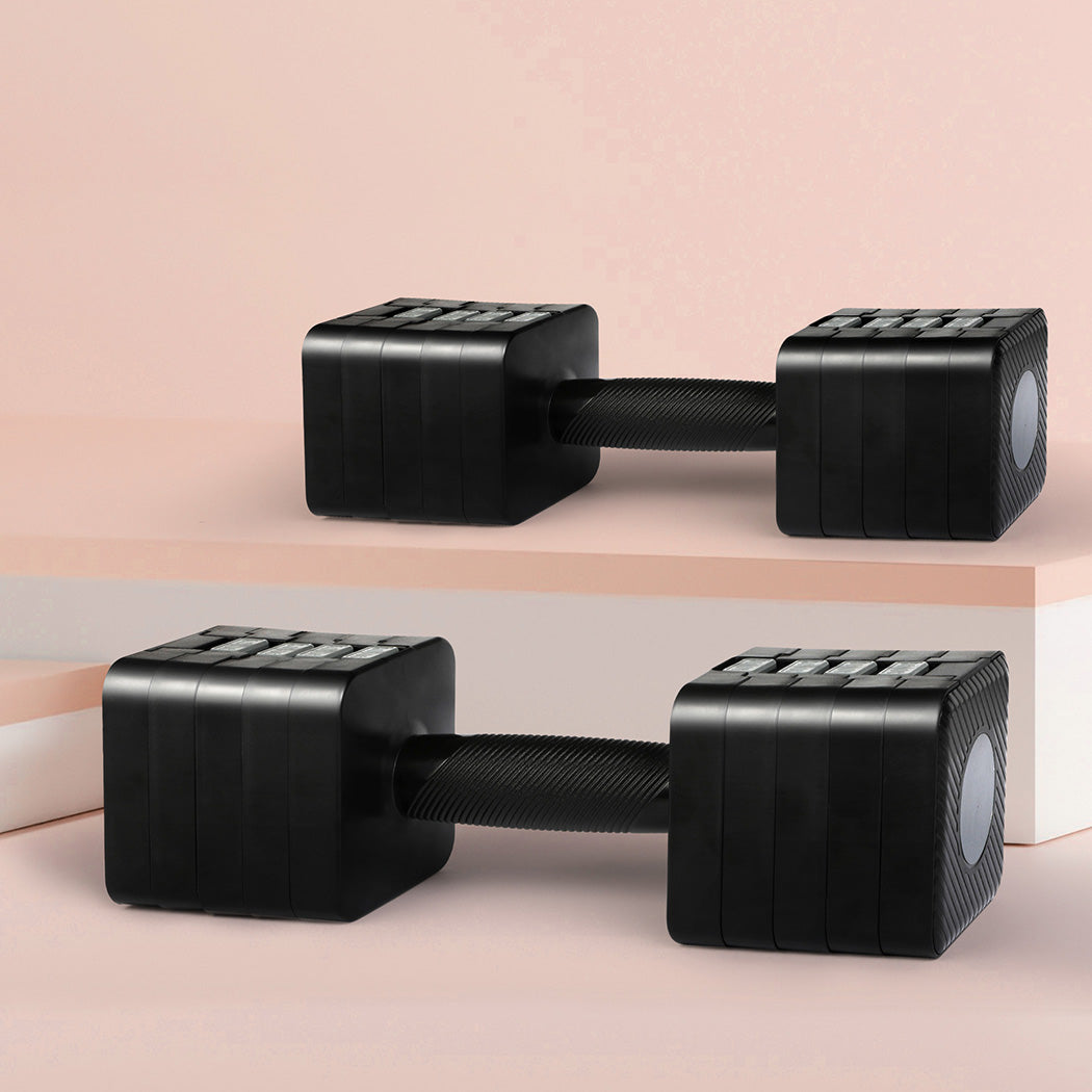 Centra A Pair 2.8KG-10KG Dumbbells Black-1954802366654058502
