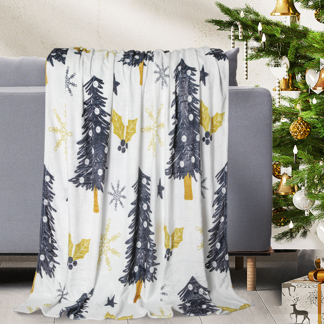 Santaco Throw Blanket Xmas Double Sided White Single-1954802332248182791
