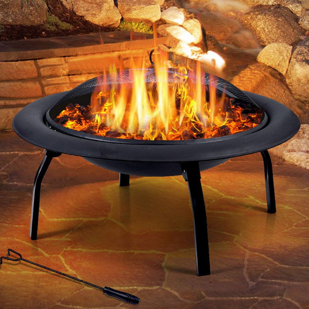 30" Portable Outdoor Fire Pit BBQ Grill Large-1910112942729334790