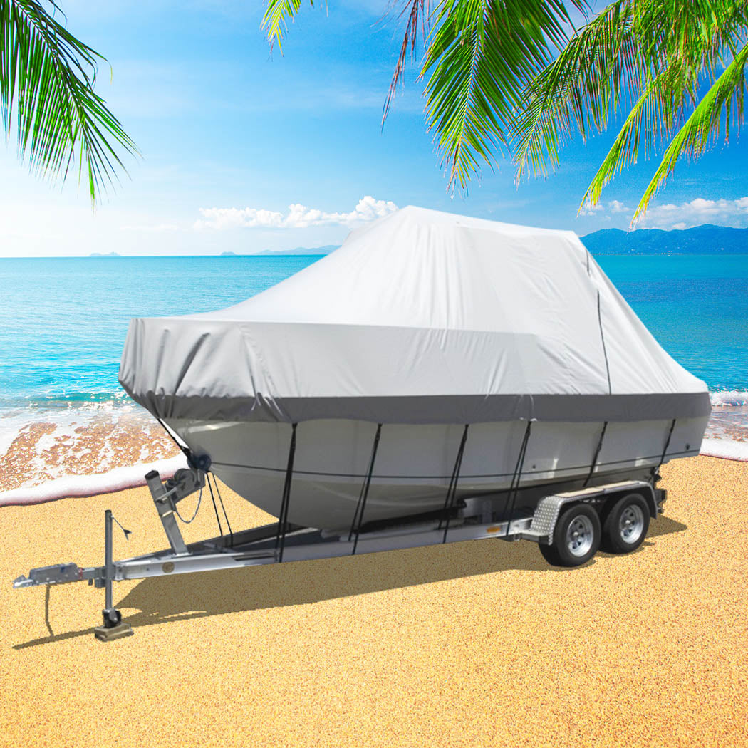 Boat Cover 14-16 FT Trailerable Weatherproof Grey 16FT-1919892918009729031