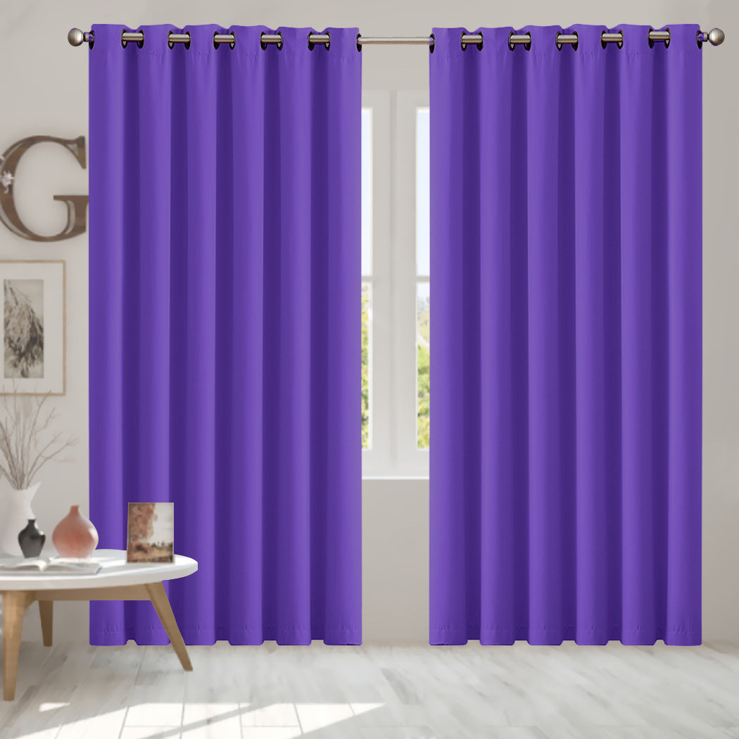 2x Blockout Curtains Panels 3 Layers Purple-1919892931439890438