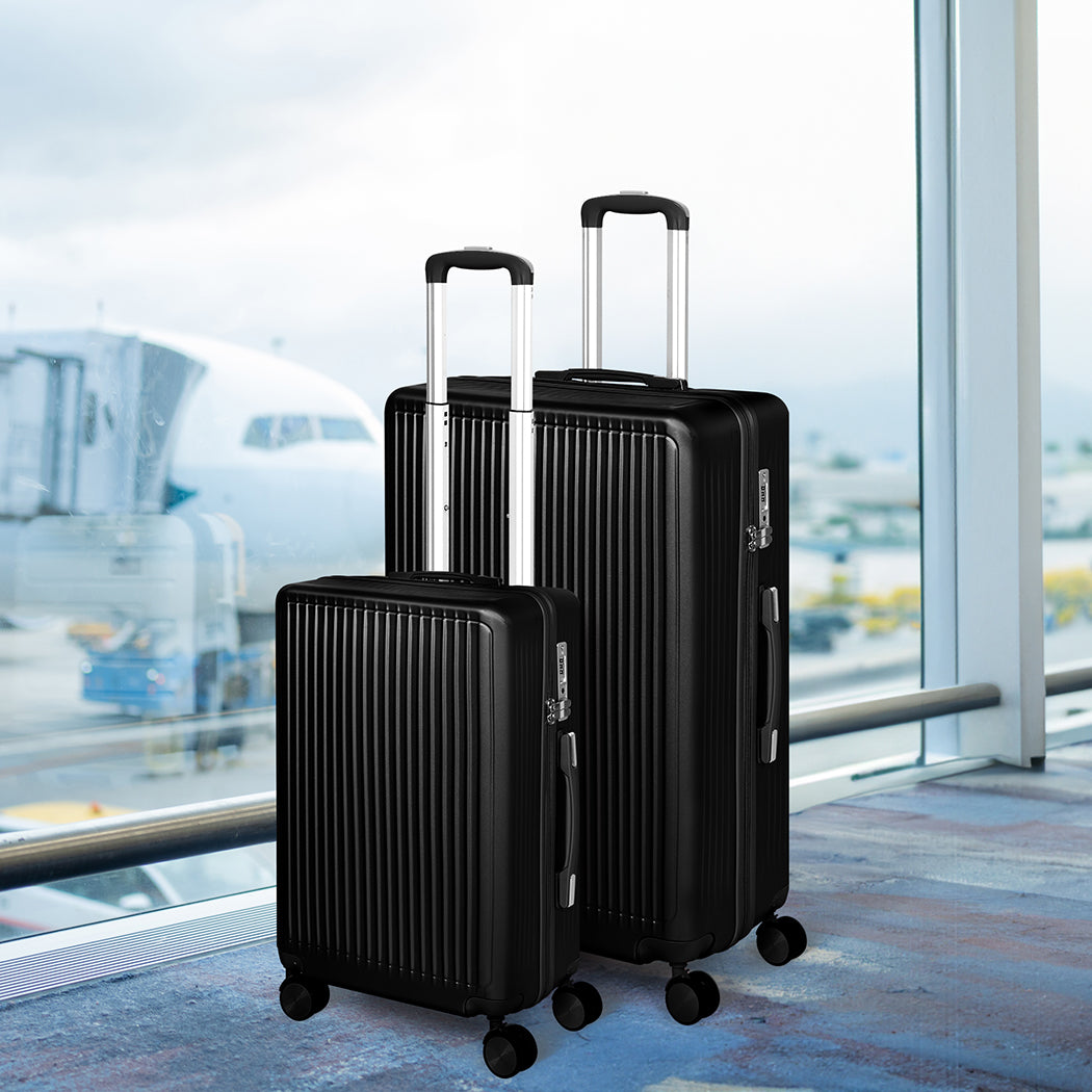 Slimbridge Luggage Suitcase Trolley Black 2pc 20"+28"-1910112844620369927