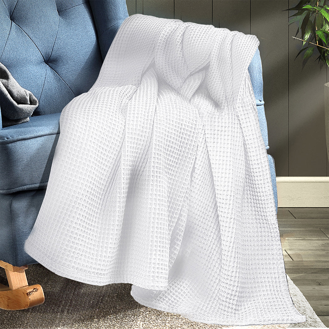DreamZ Throw Blanket Cotton Waffle Blankets White Double-1919892916214566915