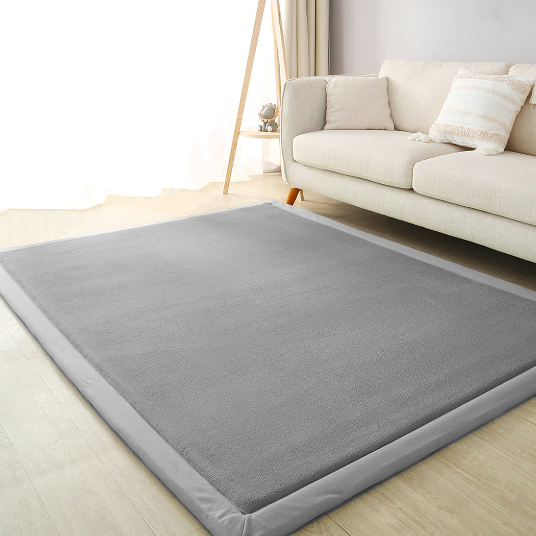 Marlow Coral Velvet Area Rugs Large Mat 180x200cm Grey-1954802462355492871