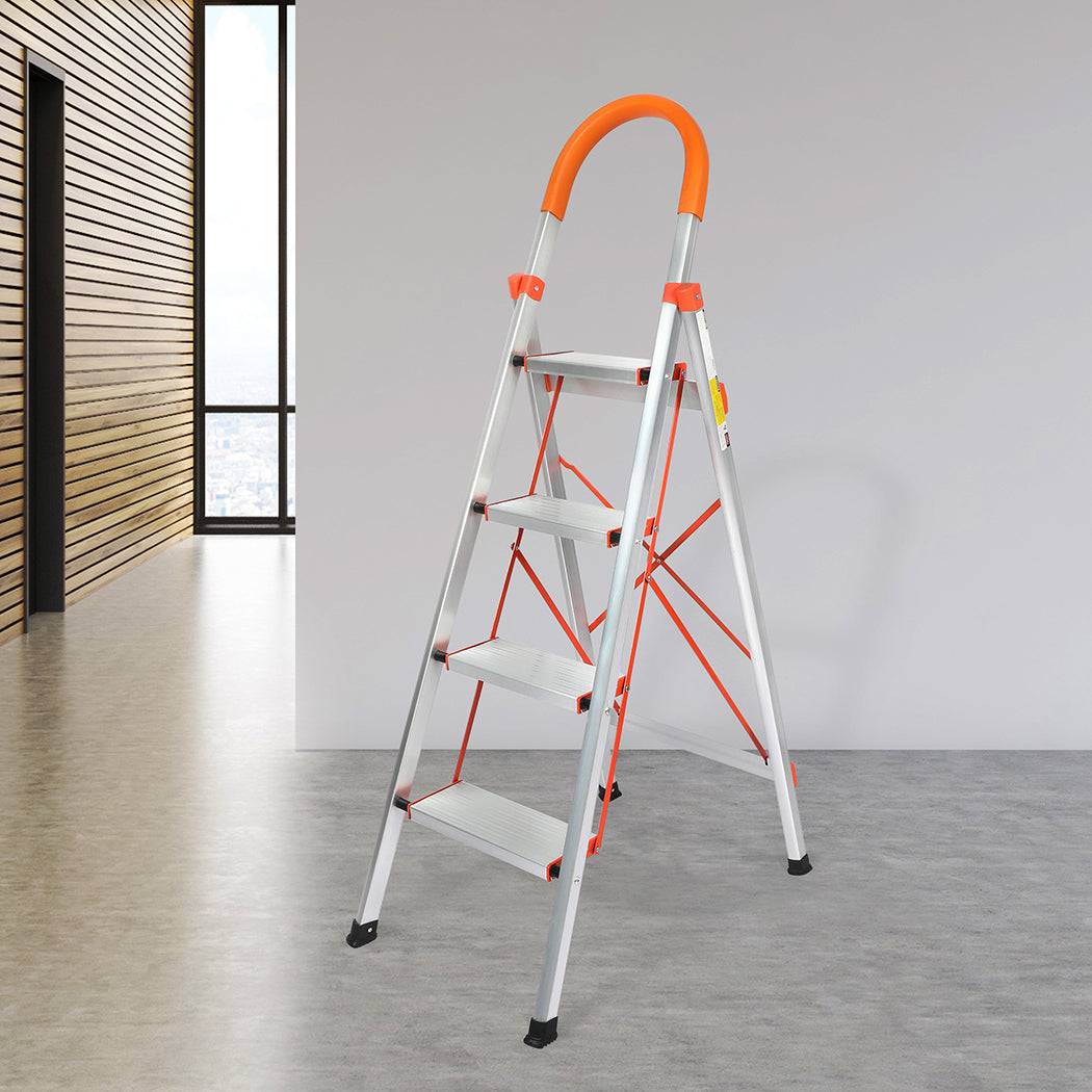 Traderight 4 Step Ladder Folding Aluminium-1954802743076065287