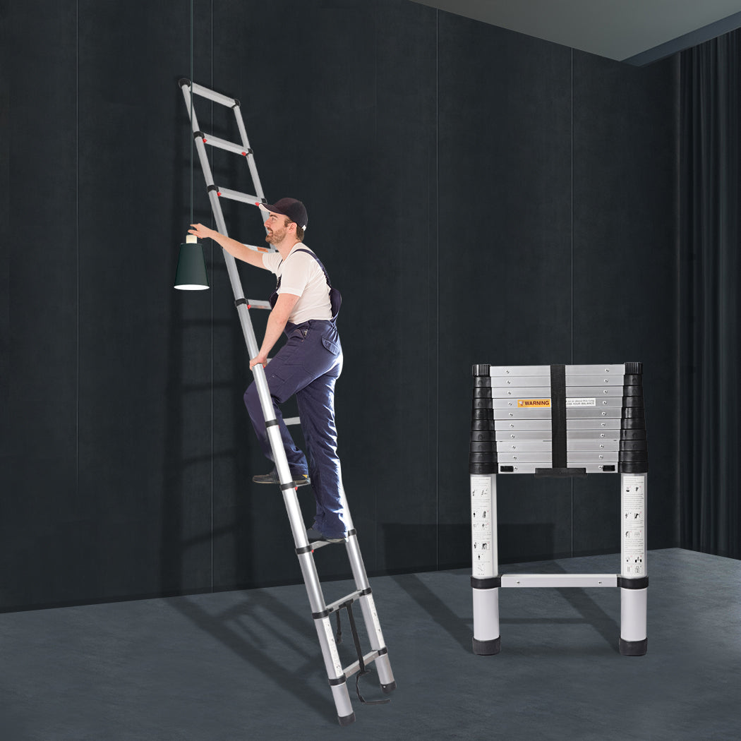 Traderight Telescopic Ladder Slow Down Silver 3.2 Meter-1919892889027088391