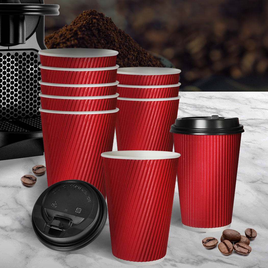 100 Pcs 16oz Disposable Takeaway Coffee Red-1910113172828852231