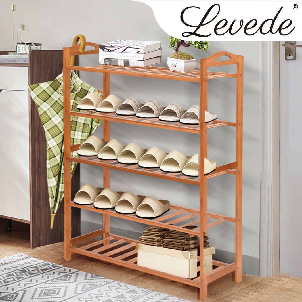 Levede 2x Bamboo Shoe Rack Shoes Organizer-1919892878436470791