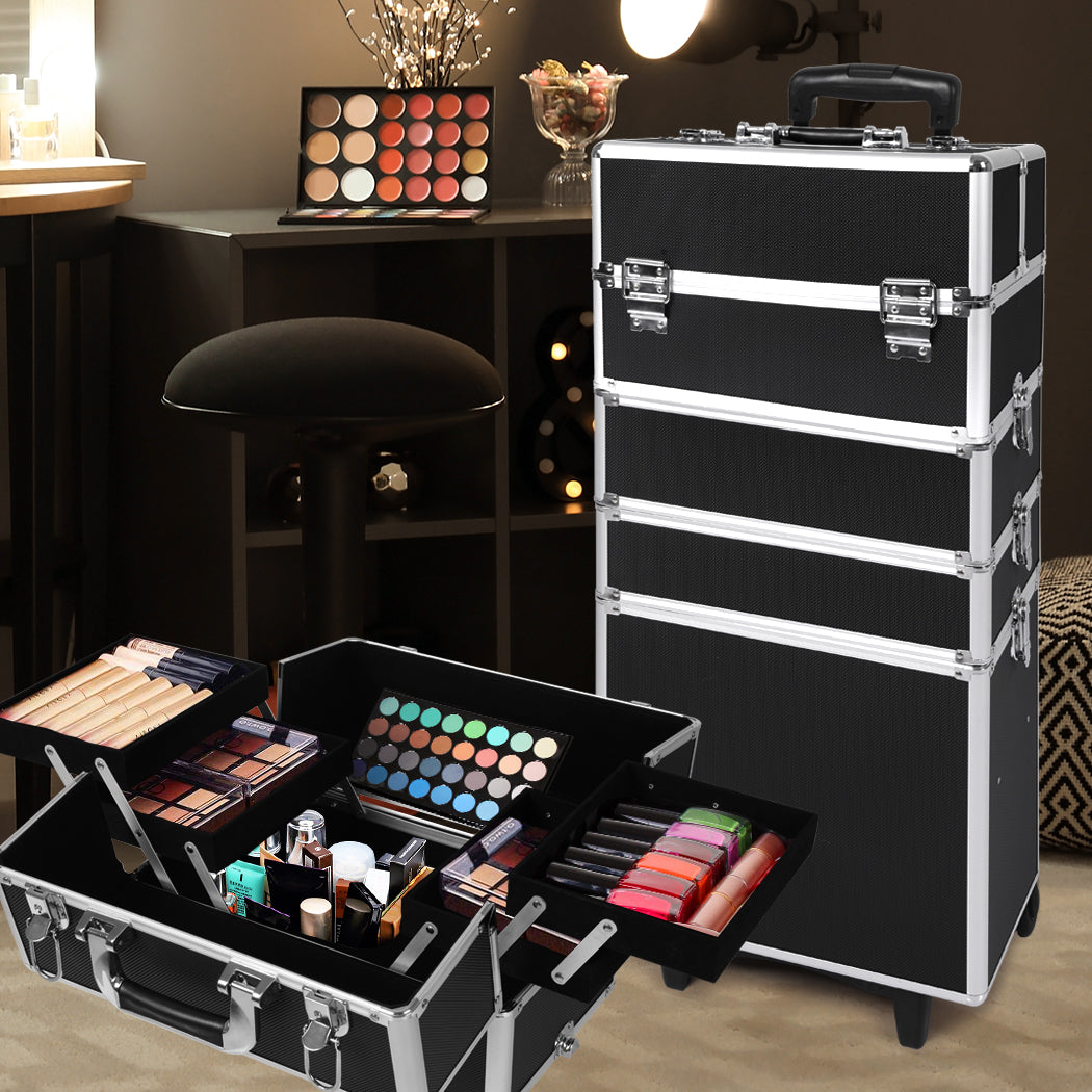 Professional Cosmetic Case Makeup Trolley Black-1919892938566012935